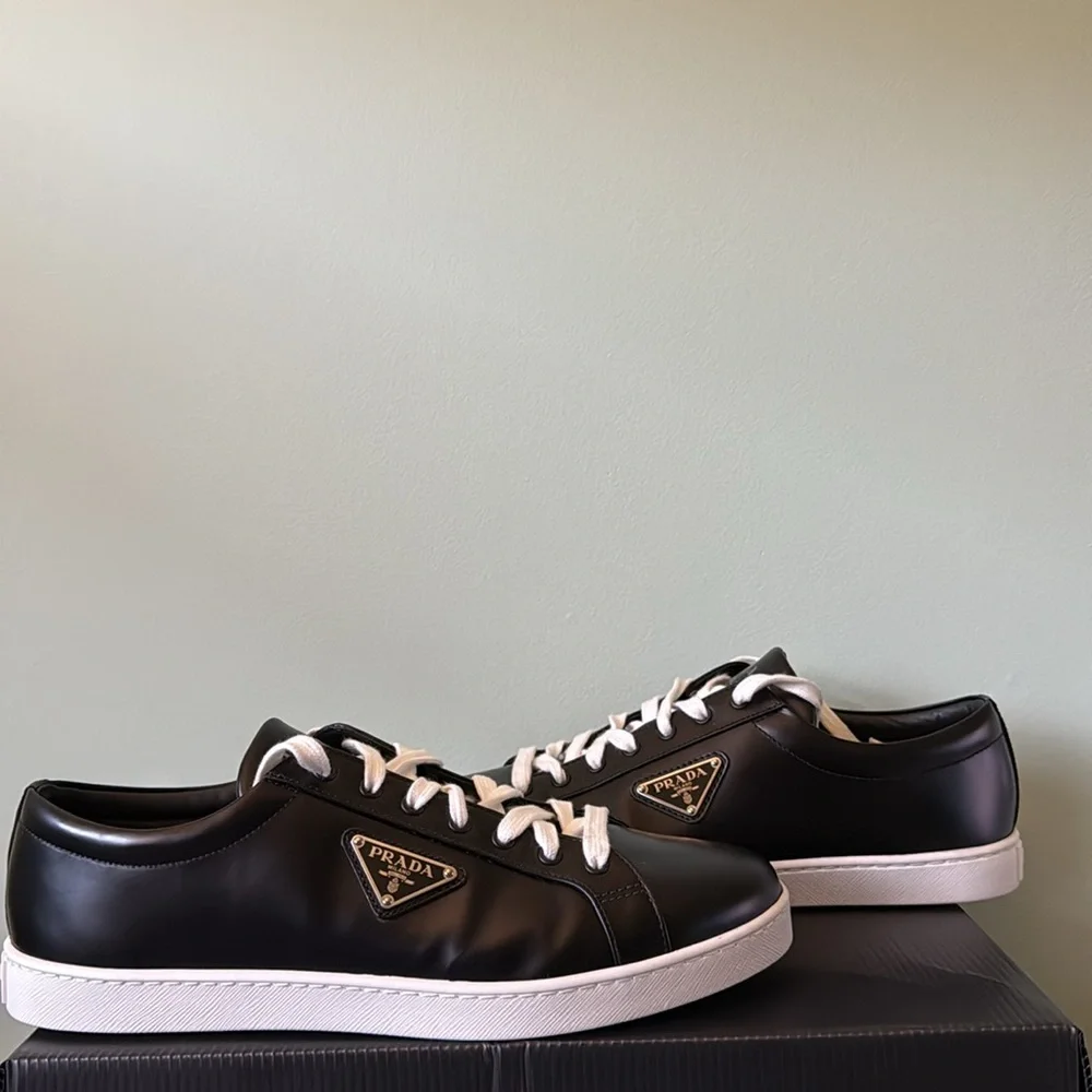 Prada Lane Triangle Logo Low Top Leather Sneaker - Picture 5 of 7